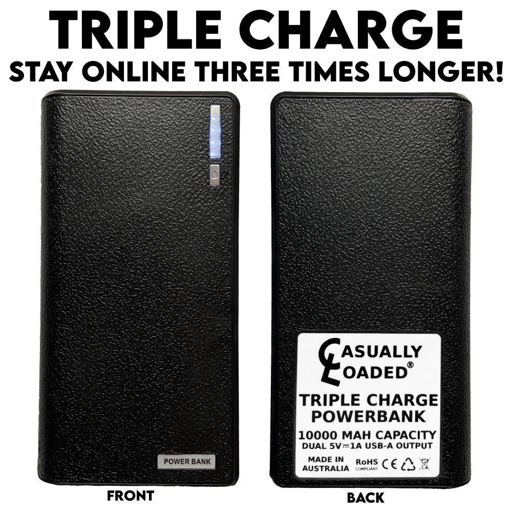 Triple Charge Powerbank three full charges 10000 mah powerbank Australian made durable and sustainable portable charger