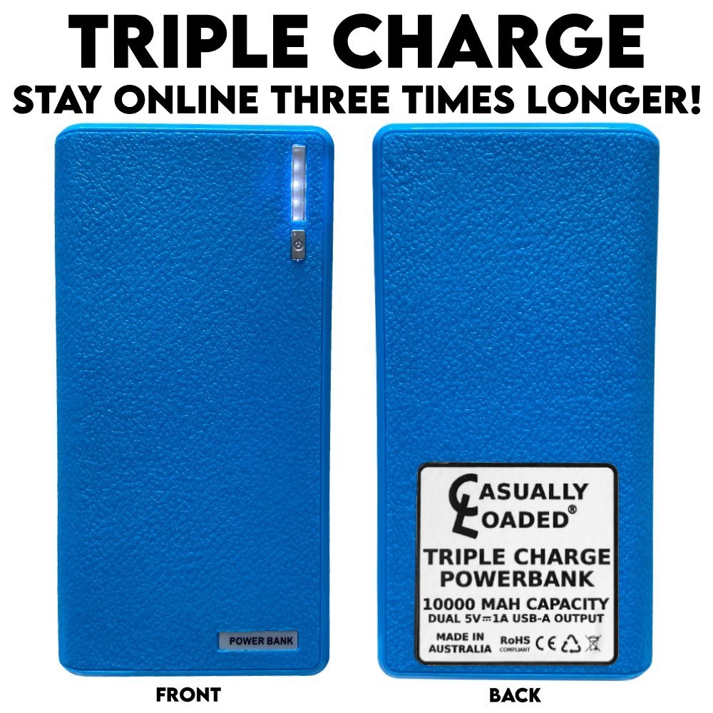 Triple Charge Powerbank three full charges 10000 mah powerbank Australian made durable and sustainable portable charger